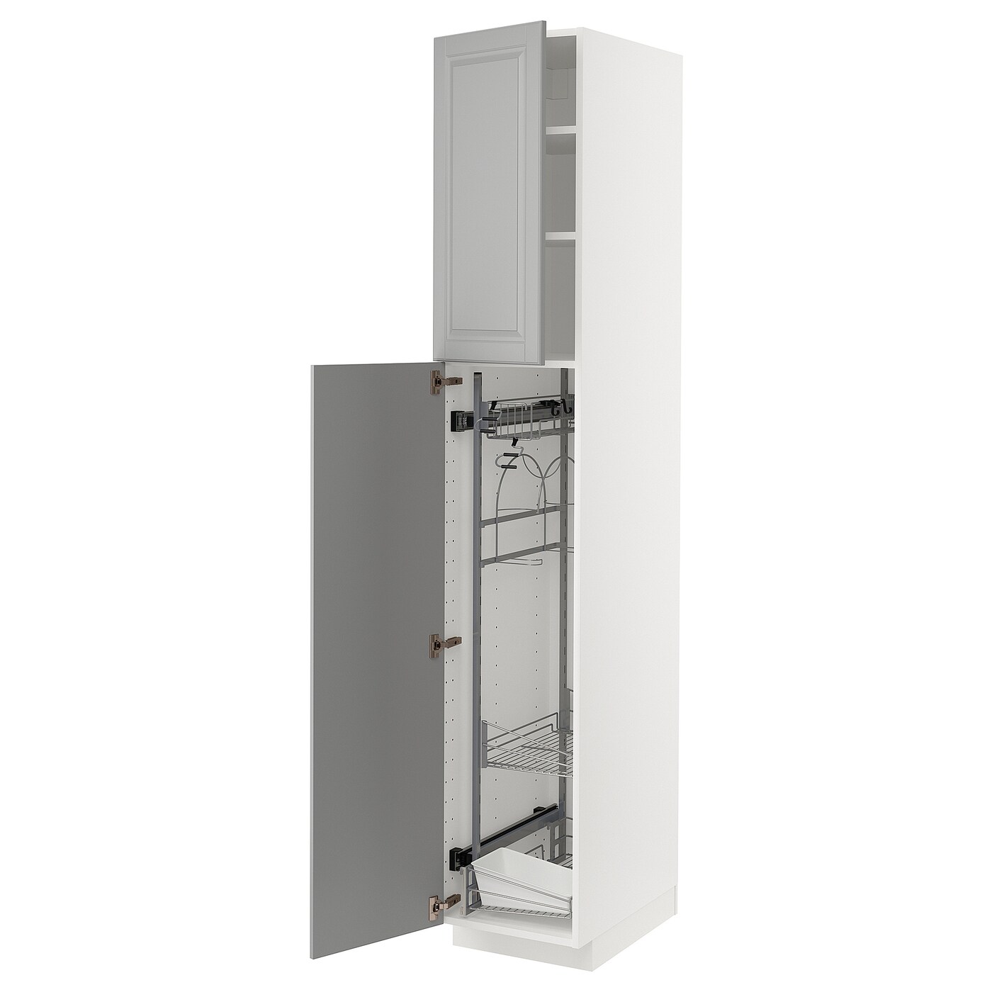 Высокий шкаф/бытовой - IKEA METOD/МЕТОД ИКЕА, 220х60х40 см, белый/серый