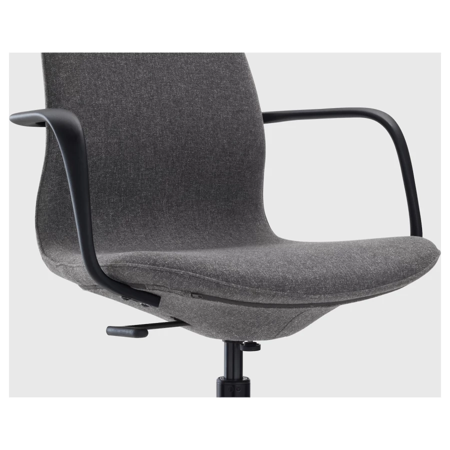 Офисный стул - IKEA LÅNGFJÄLL/LANGFJALL, 68x68x92см, темно-серый/основание стула черный, ЛОНГФЬЕЛЛЬ ИКЕА (изображение №4)