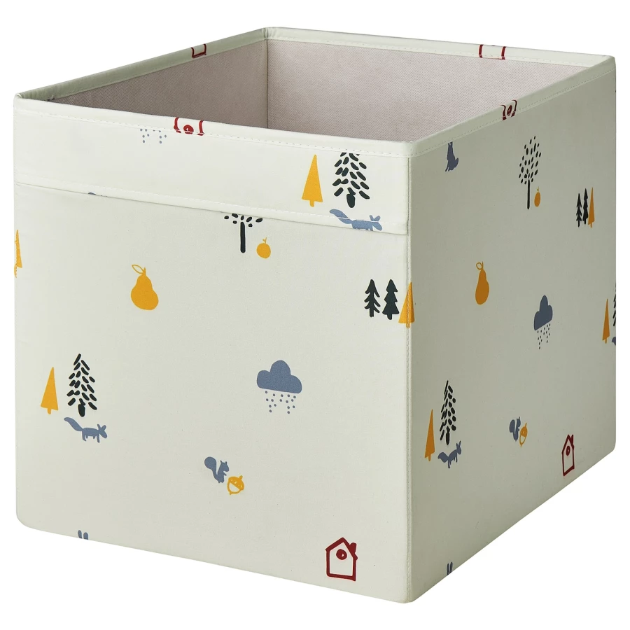 Коробка - REGNBROMS  IKEA/ РЕГНБРОМС ИКЕА, 33х33 см, зеленый с рисунком (изображение №1)