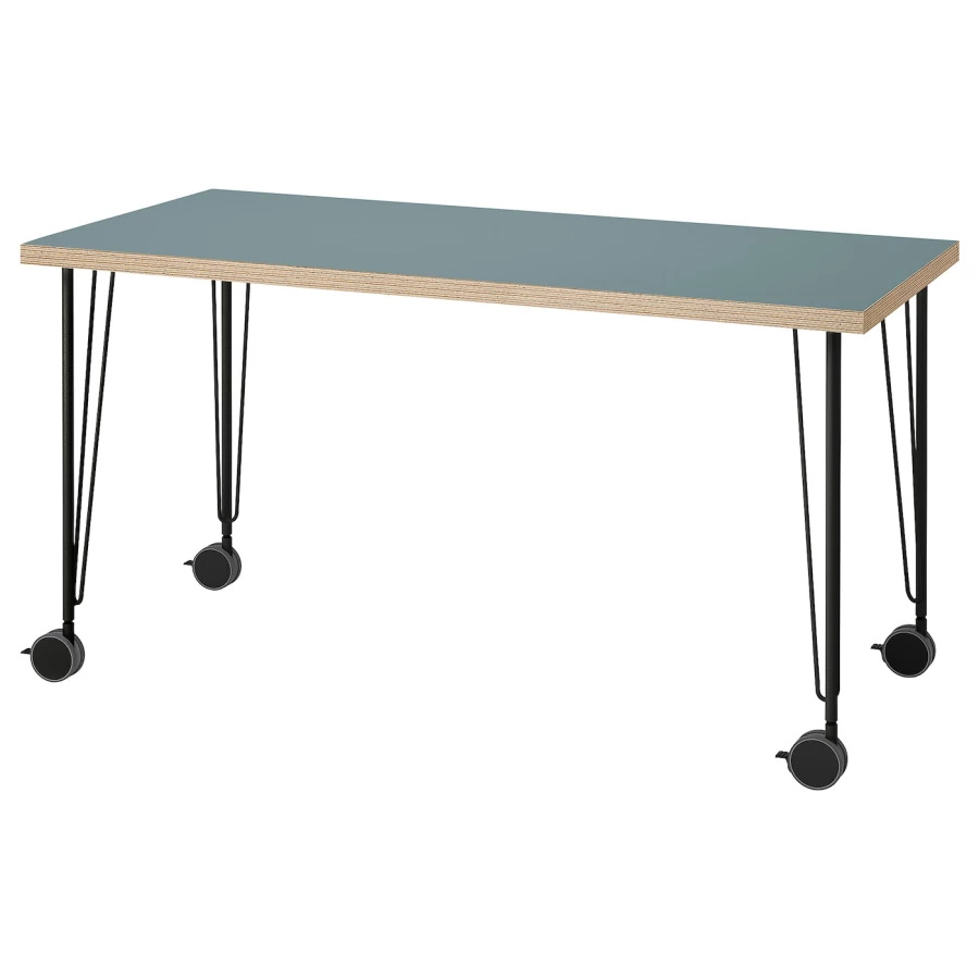 Письменный стол - IKEA LAGKAPTEN, 140х60 см, серый/черный, ЛАГКАПТЕН ИКЕА (изображение №1)