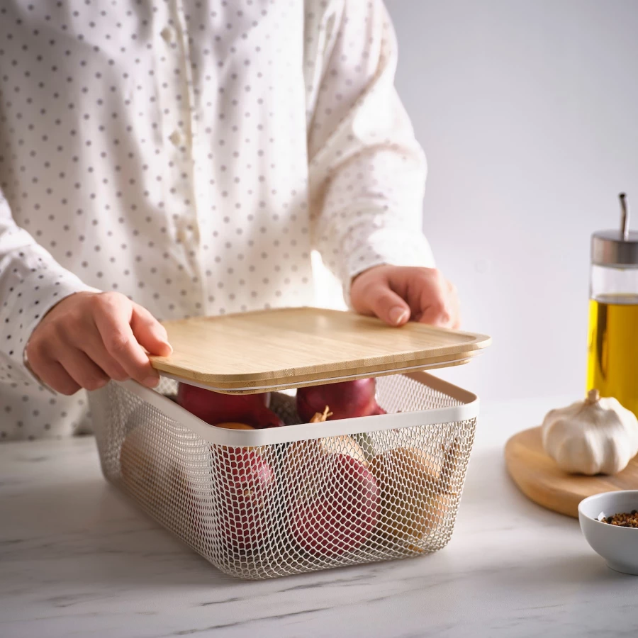 Корзина для продуктов IKEA 365+/ ИКЕА 365+, 32х21х13 см, белый/светло-коричневый (изображение №2)