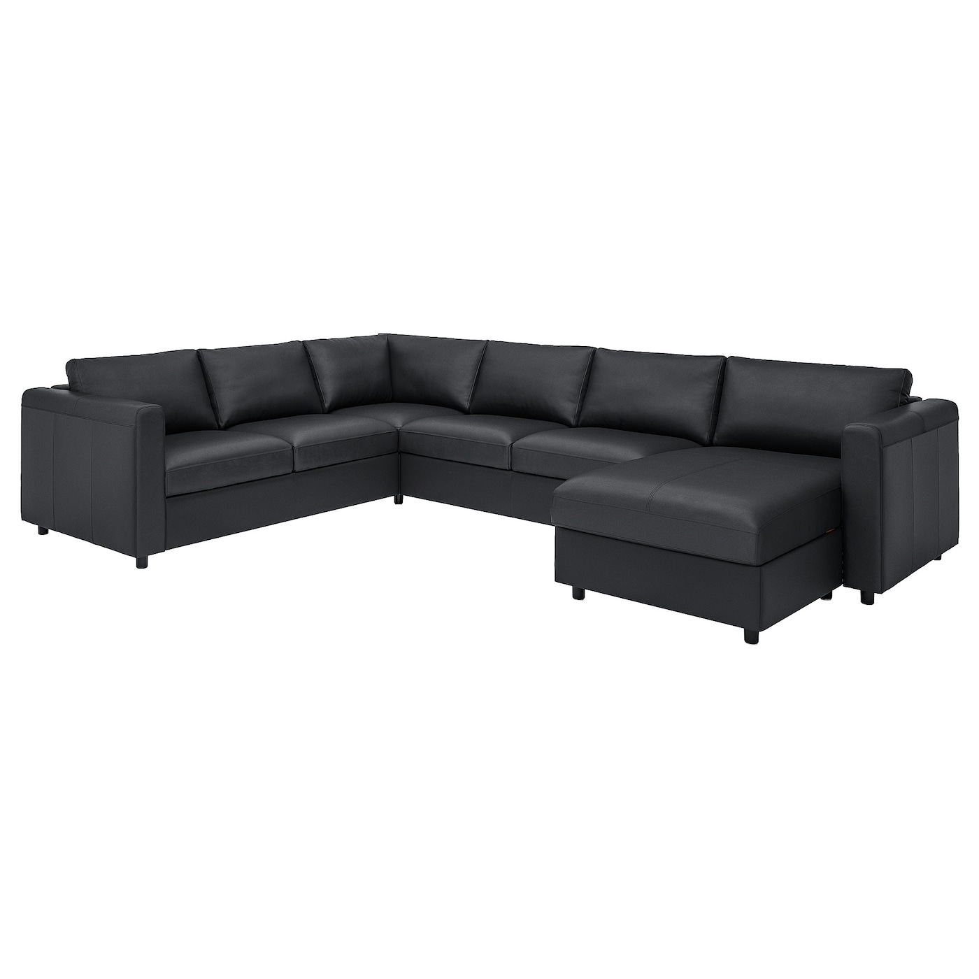 5-местный угловой диван с шезлонгом - IKEA VIMLE/GRANN/BOMSTAD, черный, кожа, 330/249х164/98х83 см, ВИМЛЕ/ГРАНН/БУМСТАД ИКЕА