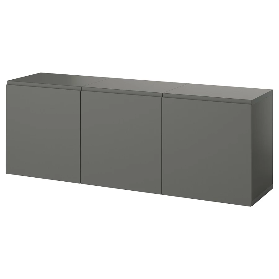 Комбинация навесного шкафа - IKEA BESTÅ/BESTA/БЕСТО ИКЕА, 64х42х180 см, серый (изображение №1)