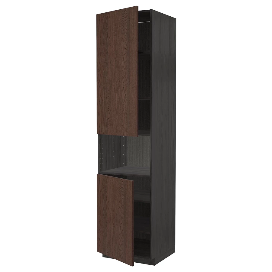 Высокий шкаф - IKEA METOD/МЕТОД ИКЕА, 240х60х60 см, черный/коричневый (изображение №1)