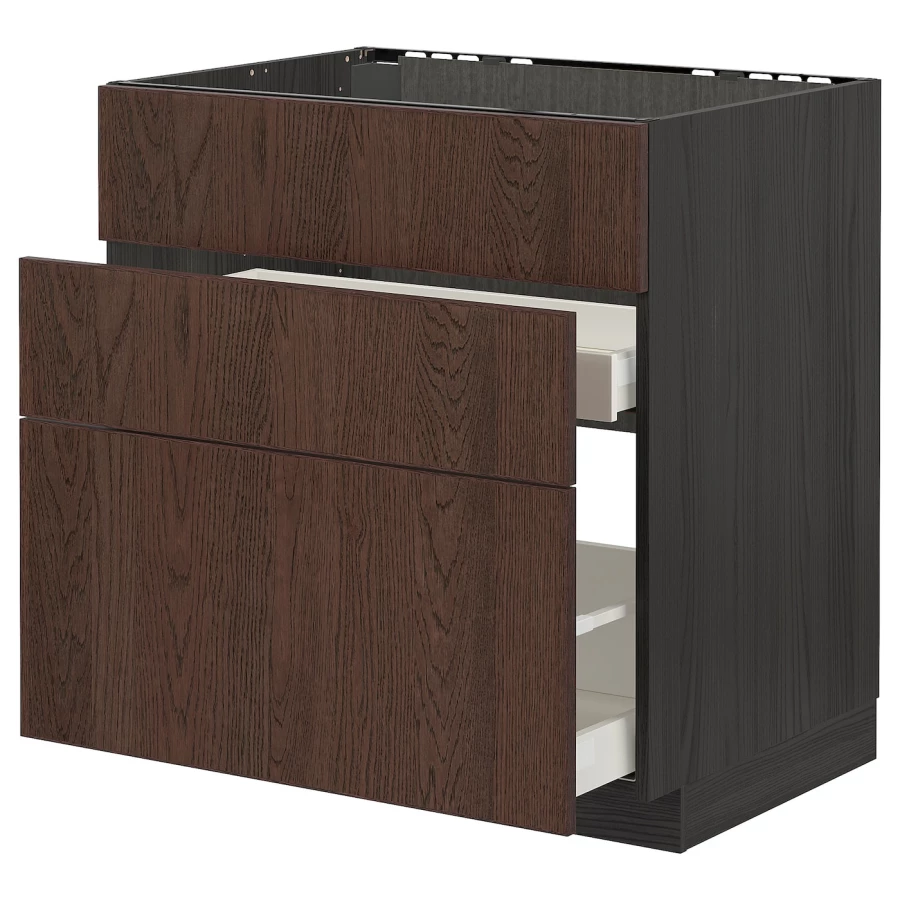 Напольный кухонный шкаф  - IKEA METOD MAXIMERA, 88x62x80см, черный/коричневый, МЕТОД МАКСИМЕРА ИКЕА (изображение №1)