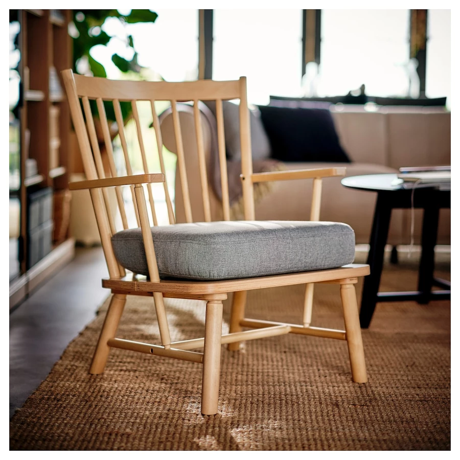 Кресло - IKEA PERSBOL, 69х70х84 см, бежевый/серый, ПЕРСБОЛ ИКЕА (изображение №2)