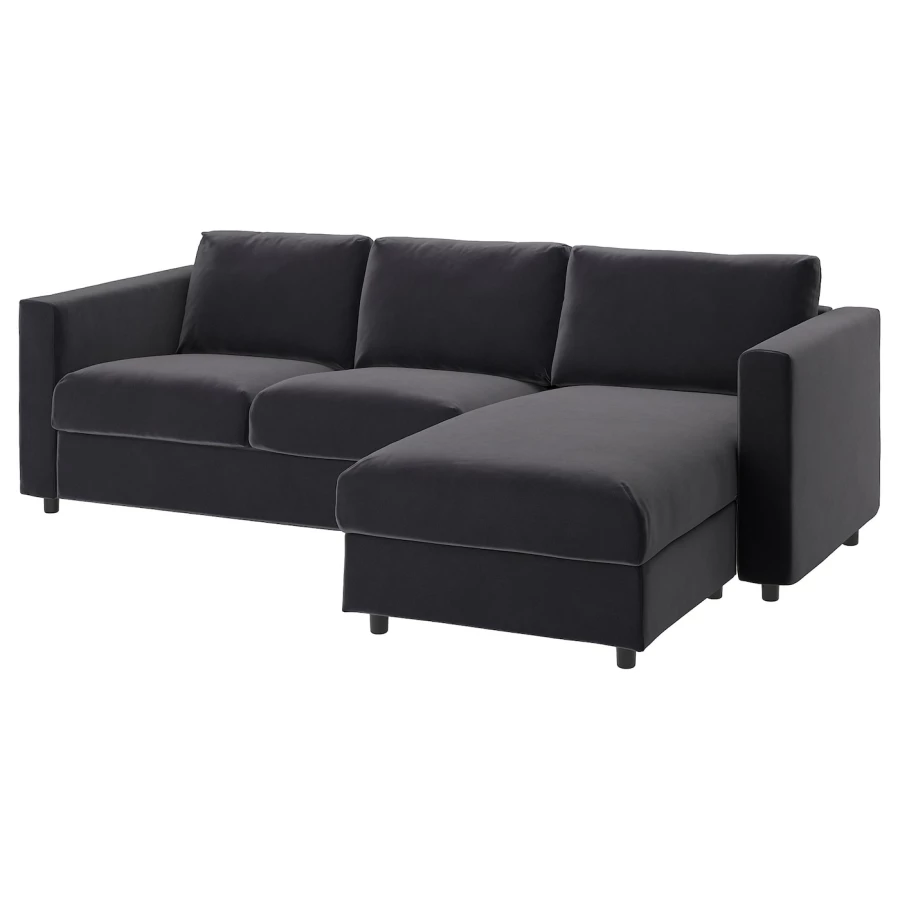 VIMLE Чехол на 3-местный диван с шезлонгом/Дьюпарп темно-серый ИКЕА (изображение №2)
