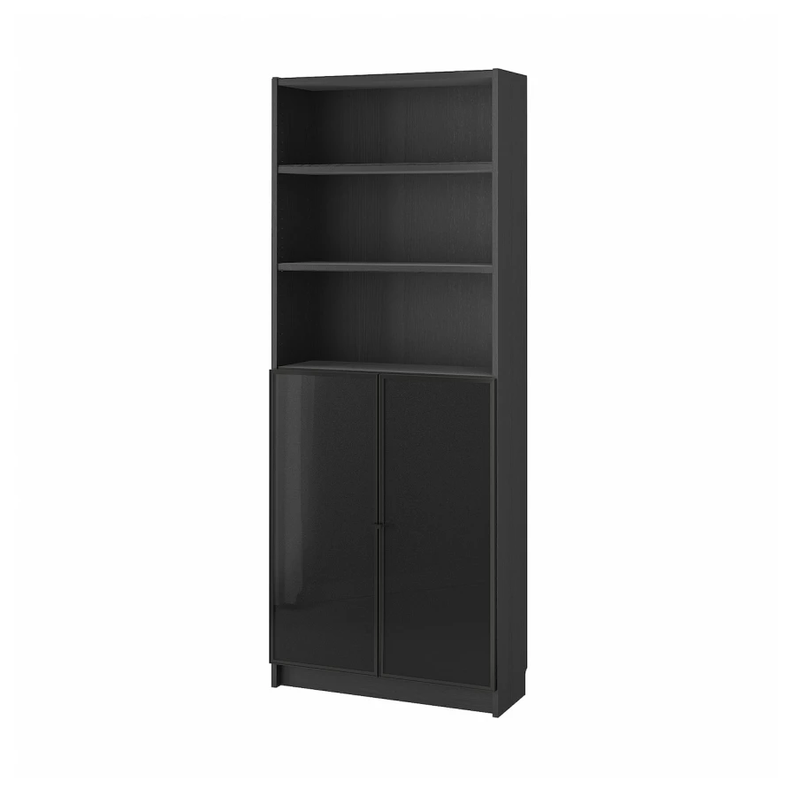 Книжный шкаф -  BILLY / HÖGBO /HОGBO  IKEA/ БИЛЛИ/ ХОГБО ИКЕА,80х30х202 см, черный (изображение №1)