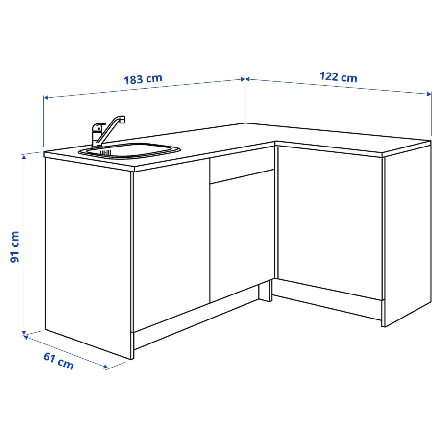 Угловая кухня -  KNOXHULT IKEA/ КНОКСХУЛЬТ ИКЕА, 183х91 см, белый/серый (изображение №8)