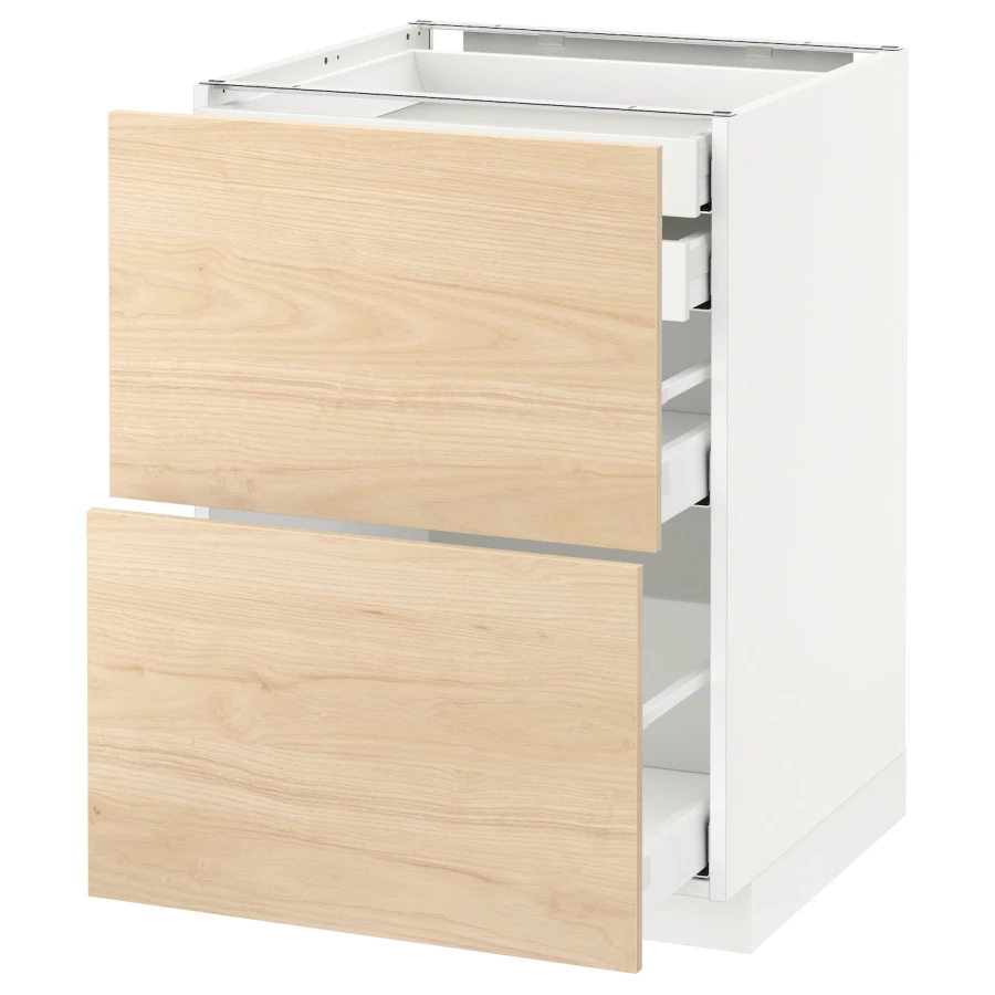 Напольный кухонный шкаф  - IKEA METOD MAXIMERA, 88x61,6x60см, белый/светло-коричневый, МЕТОД МАКСИМЕРА ИКЕА (изображение №1)