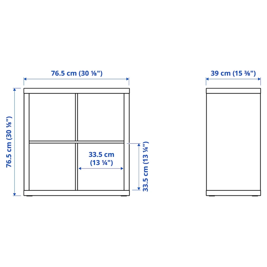 Книжный шкаф - IKEA KALLAX/КАЛЛАКС ИКЕА, 77х39х77 см, белый (изображение №6)