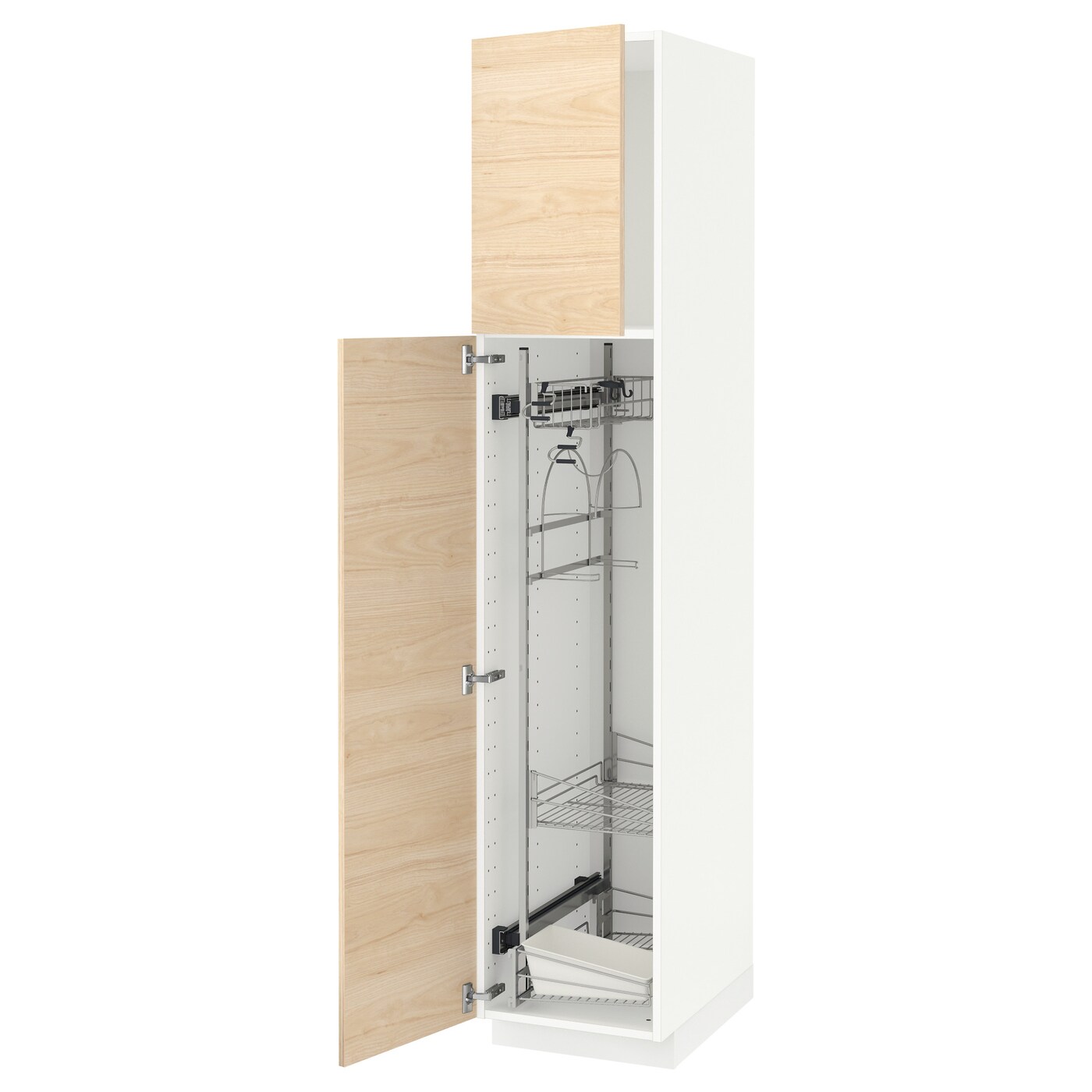 Высокий шкаф/бытовой - IKEA METOD/МЕТОД ИКЕА, 200х60х40 см, белый/под беленый дуб
