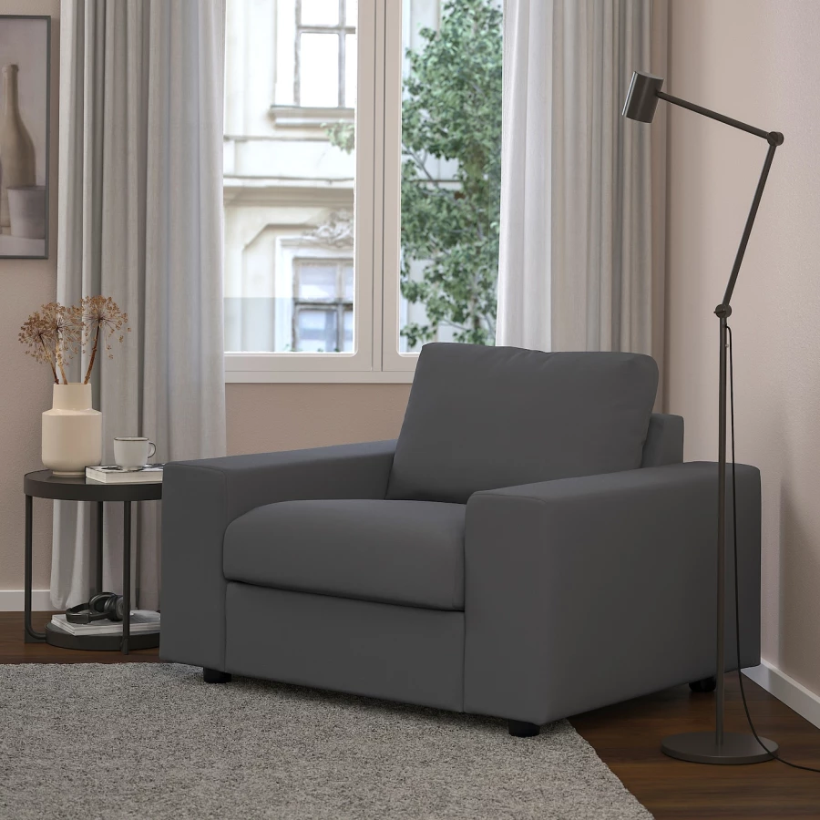 Кресло - IKEA VIMLE, 115х98х83 см, серый, ВИМЛЕ ИКЕА (изображение №2)
