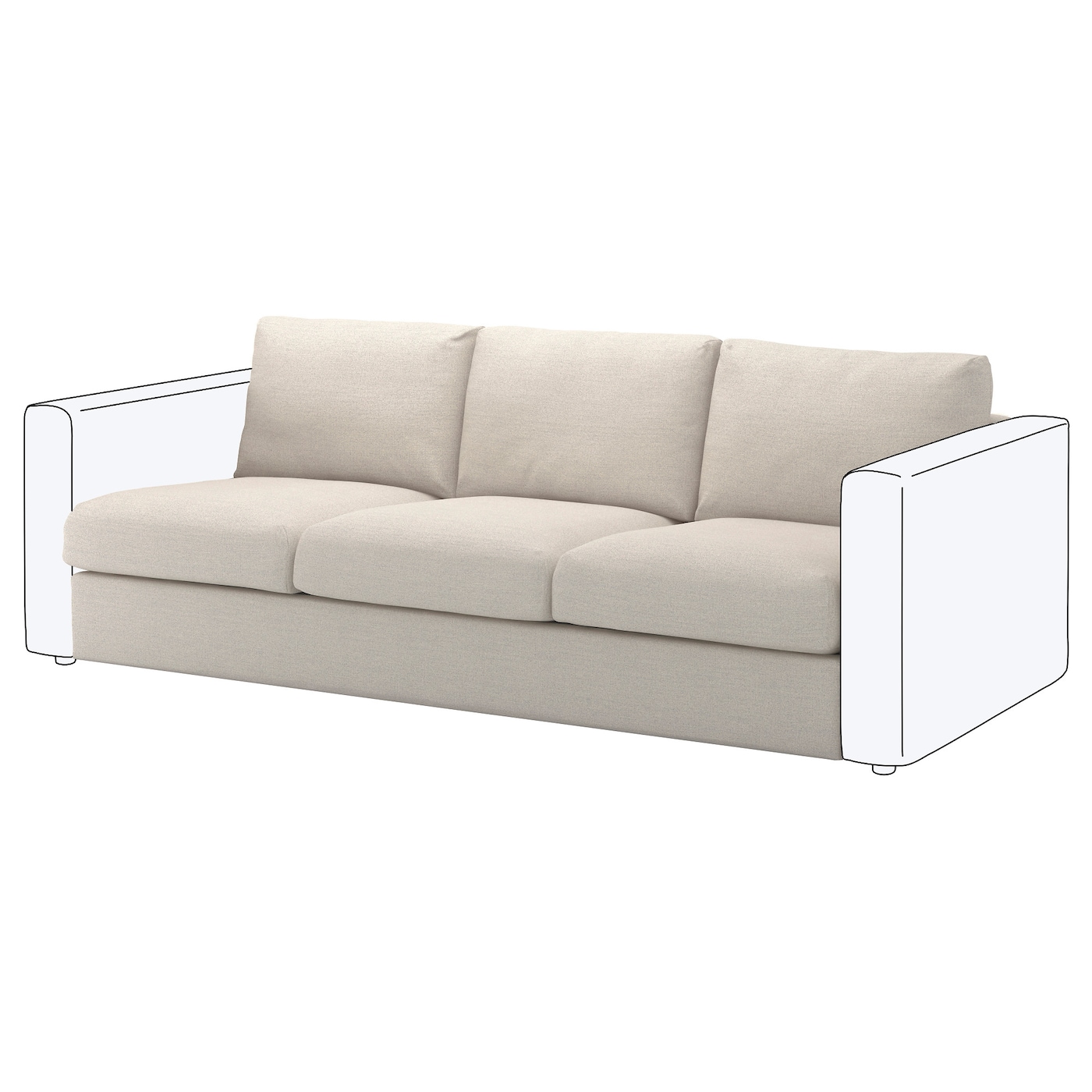 Чехол для 3-местной секции дивана - IKEA VIMLE/ВИМЛЕ ИКЕА , бежевый