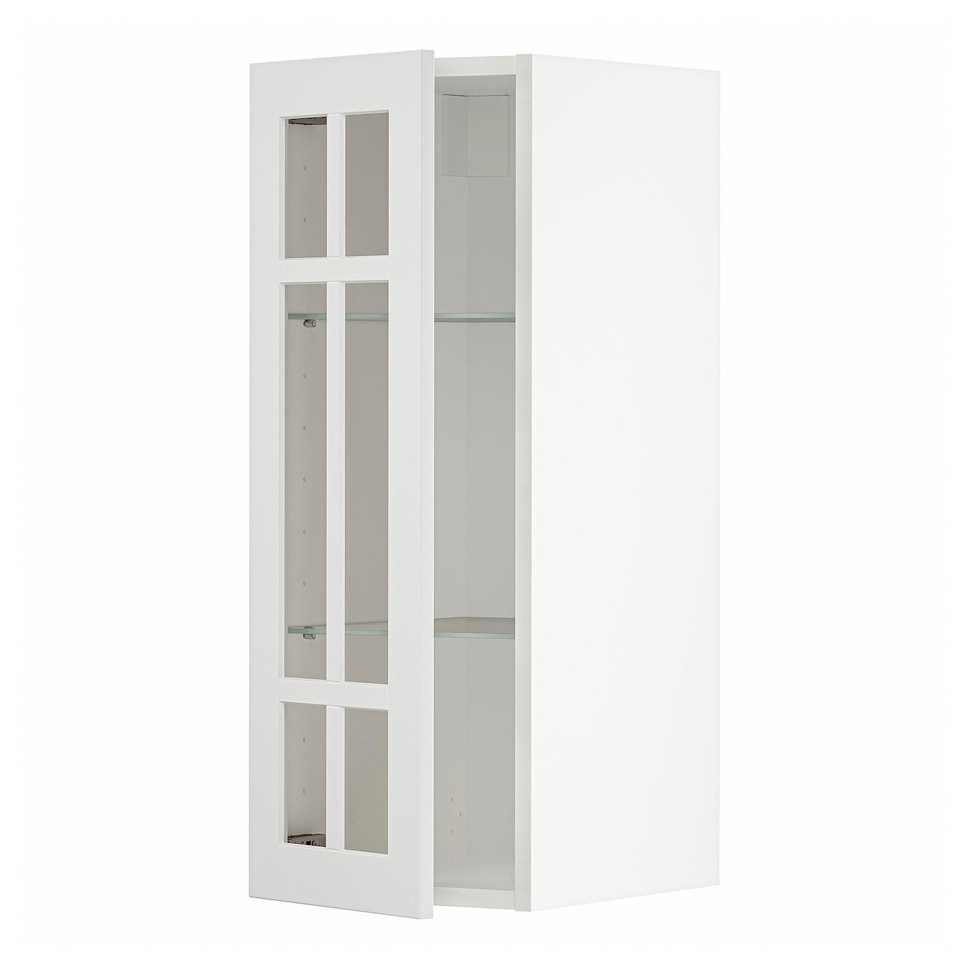 Шкаф со стеклянными дверцами -  METOD  IKEA/  МЕТОД ИКЕА, 80х30 см, белый/светло-серый