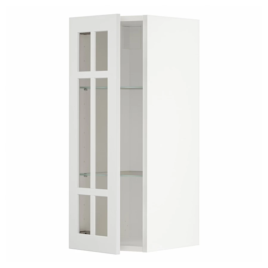 Шкаф со стеклянными дверцами -  METOD  IKEA/  МЕТОД ИКЕА, 80х30 см, белый/светло-серый (изображение №1)