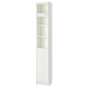 Книжный шкаф со стеклянной дверцей - BILLY/OXBERG IKEA/БИЛЛИ/ОКСБЕРГ ИКЕА, 30х40х237 см, белый