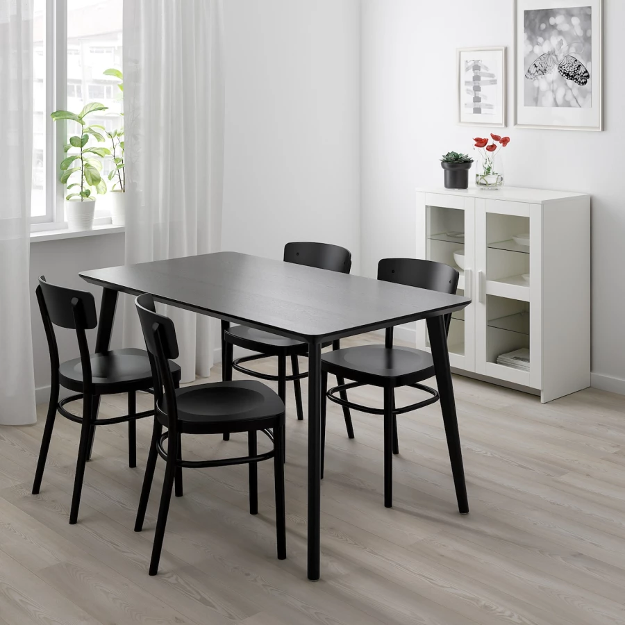 Кухонный стол - LISABO/IDOLF  IKEA/ ЛИСАБО/ИДОЛЬФ  ИКЕА, 140х78х74 см, черный (изображение №2)