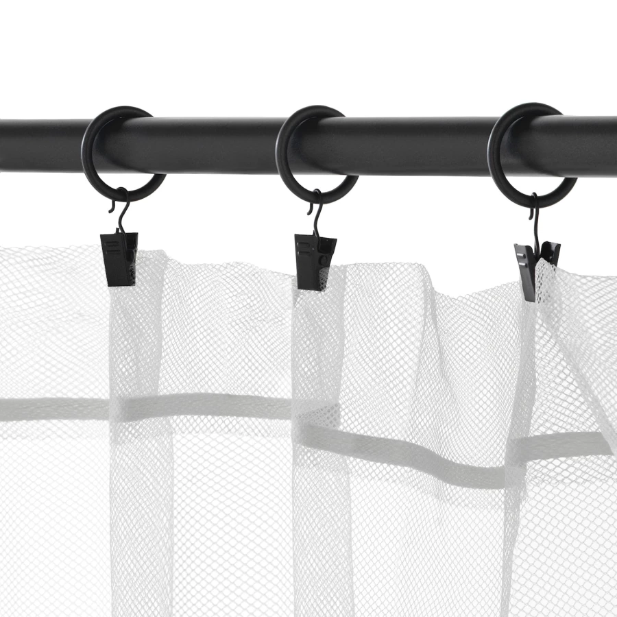 Набор колец для штор, 10 шт. - IKEA SYRLIG, 25 мм, черный, СИРЛИГ ИКЕА (изображение №3)
