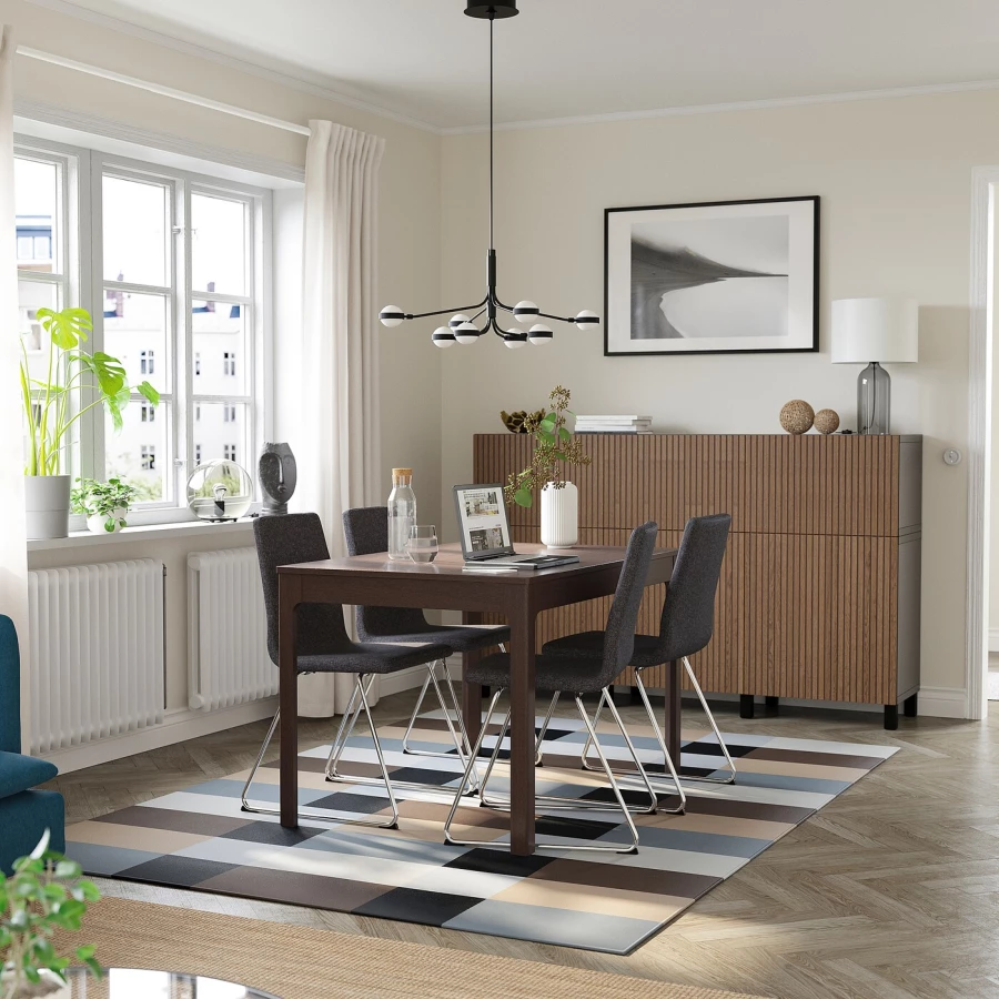 Стол и 4 стула - DOCKSTA / LILLÅNÄS/LILLАNАS IKEA/ ДОКСТА / ЛИЛЛОНЭС ИКЕА, 180/120   см, серый/коричневый (изображение №2)
