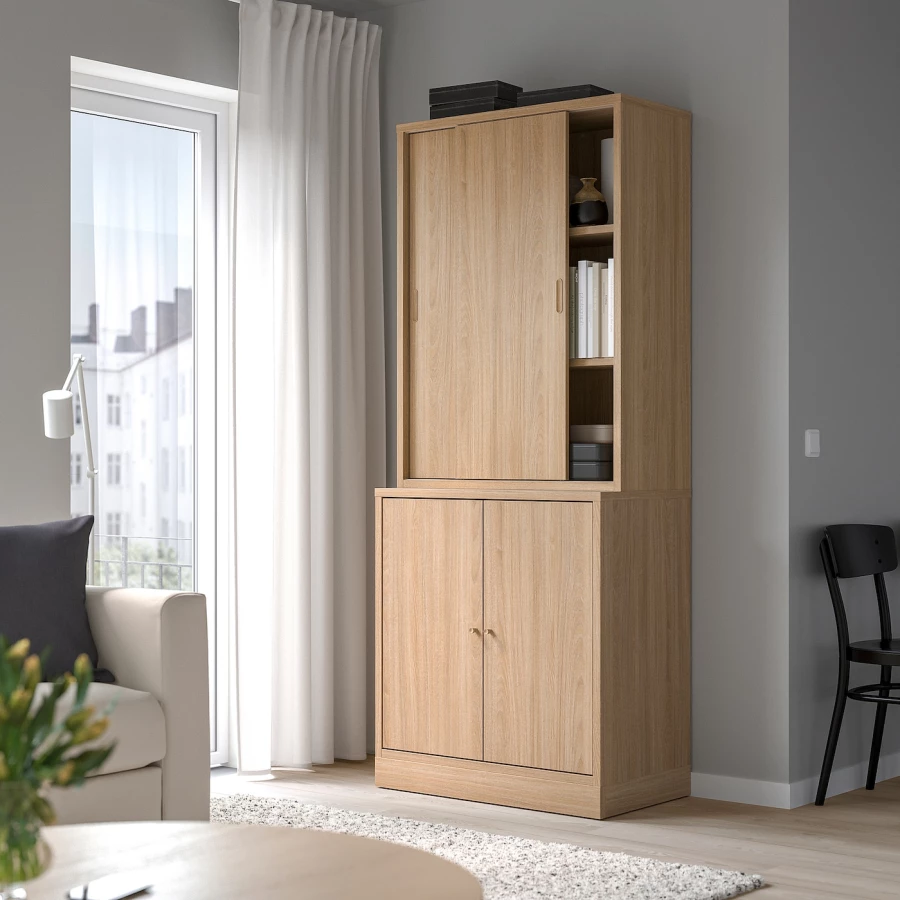 Комбинация с раздвижными дверями - IKEA TONSTAD/ТОНСТАД ИКЕА, 200х47х82 см, светло-коричневый (изображение №2)
