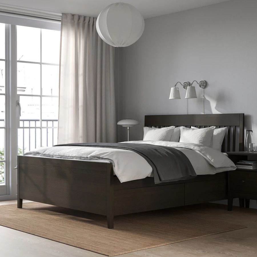 Каркас кровати с ящиками - IKEA IDANÄS/IDANAS, 200х160 см, коричневый, ИДАНЭС ИКЕА (изображение №3)