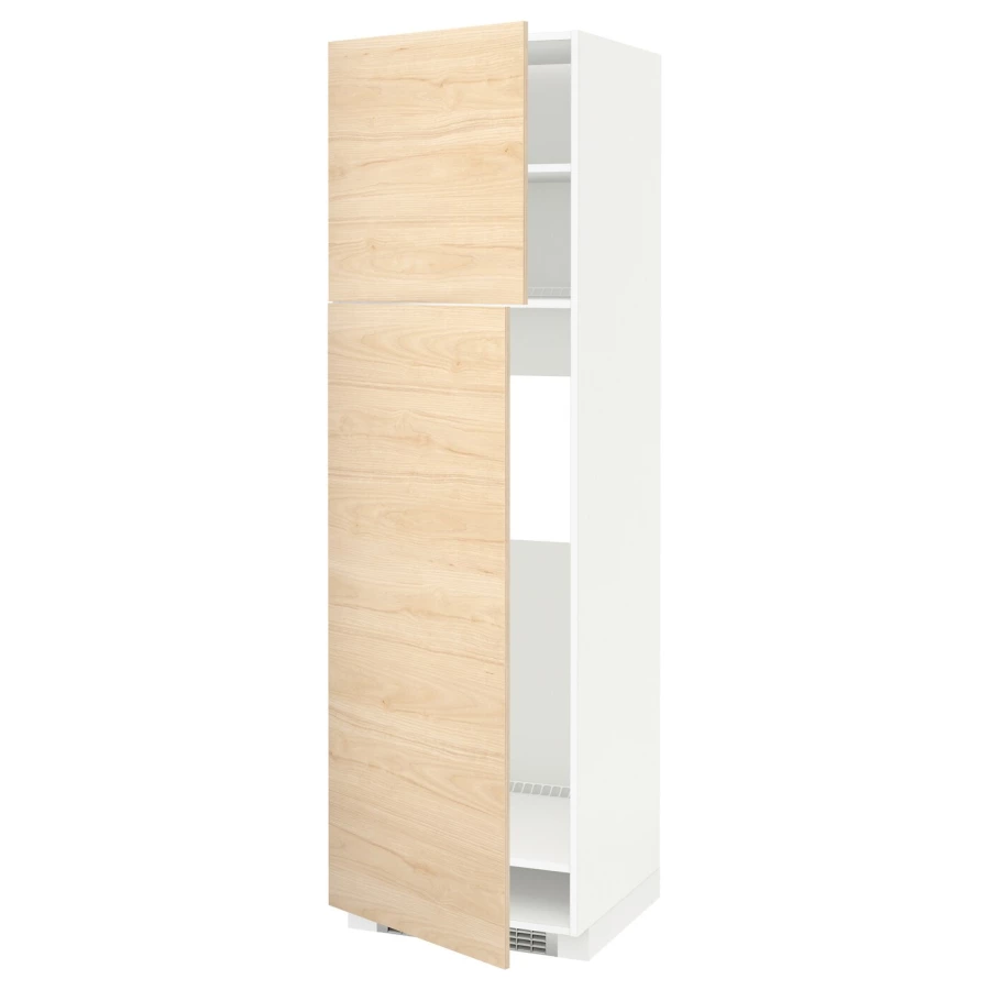Высокий кухонный шкаф - IKEA METOD/МЕТОД ИКЕА, 200х60х60 см, белый/под беленый дуб (изображение №1)