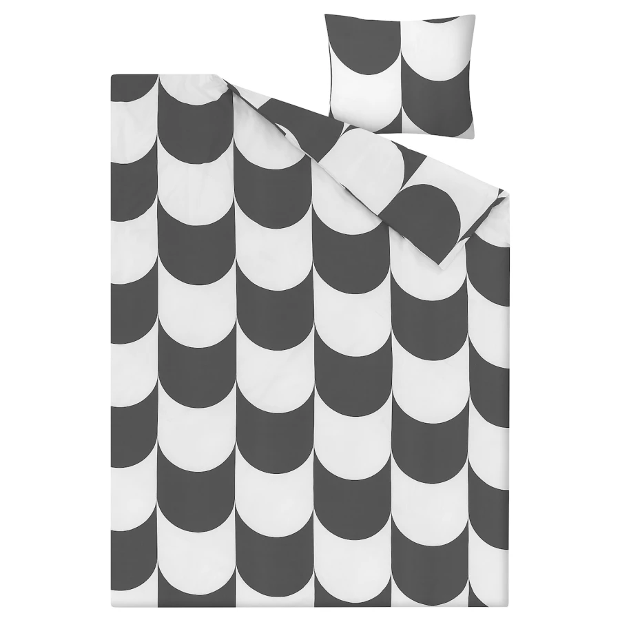 Пододеяльник и наволочка - BRUKSVARA  IKEA/  БРУКСВАРА ИКЕА, 200/150/59 см, белый/черный (изображение №2)
