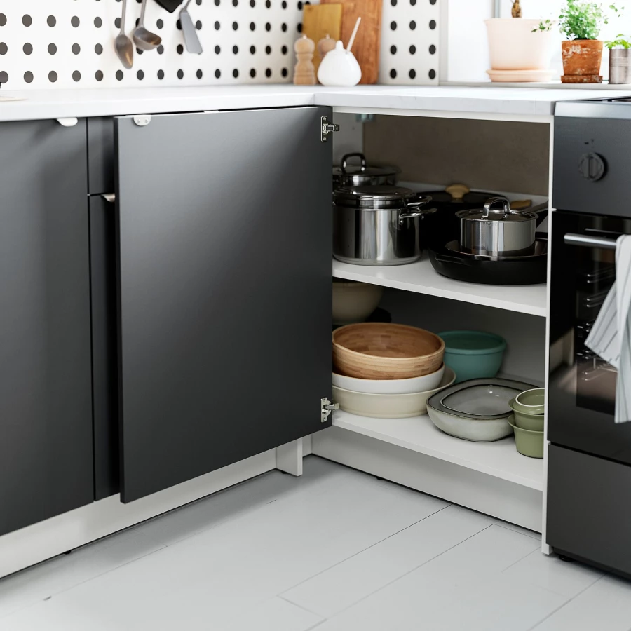 Напольный угловой шкаф - IKEA KNOXHULT/ИКЕА КНОКСХУЛЬТ, белый/черный (изображение №2)