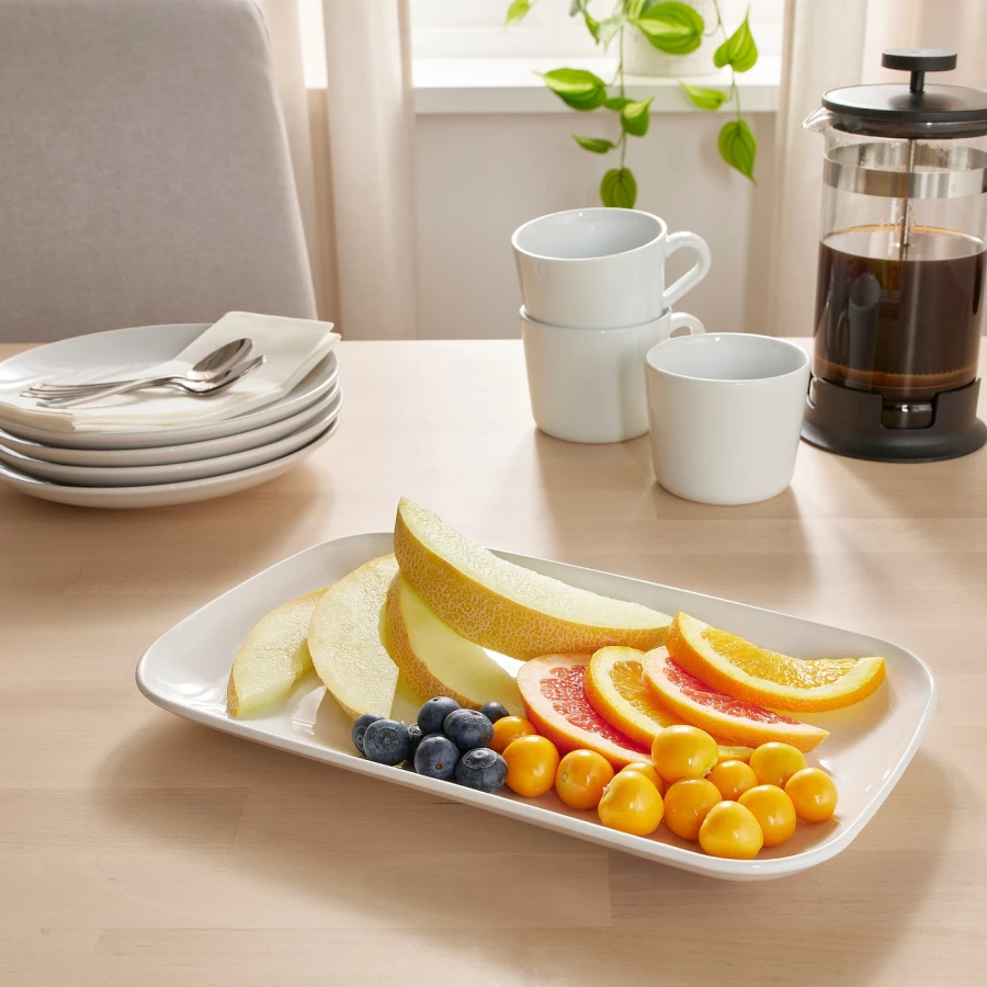 Набор тарелок, 4 шт. - IKEA GODMIDDAG, 30х18 см, белый, ГОДМИДДАГ ИКЕА (изображение №4)
