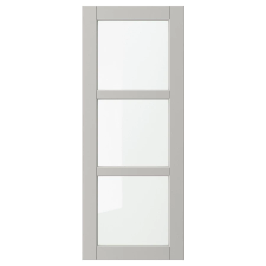 Дверца со стеклом - IKEA LERHYTTAN, 100х40 см, светло-серый, ЛЕРХЮТТАН ИКЕА (изображение №1)