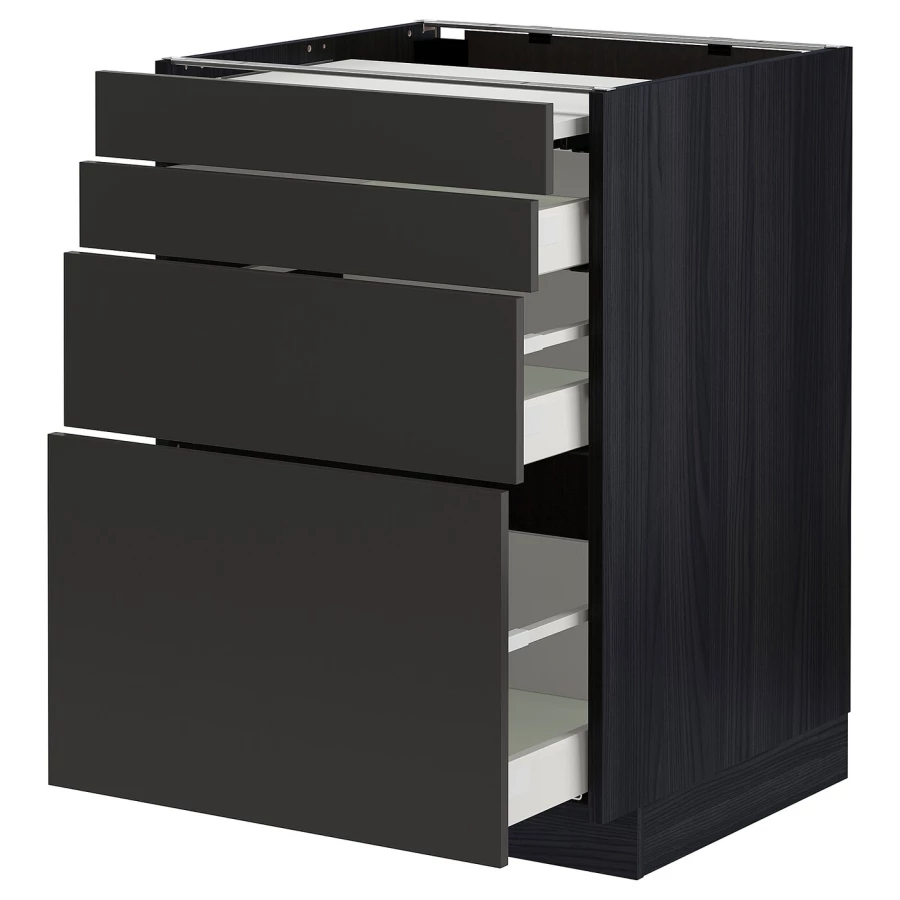 Напольный шкаф - METOD / MAXIMERA IKEA/ МЕТОД/ МАКСИМЕРА ИКЕА,  88х60 см, черный/коричневый (изображение №1)