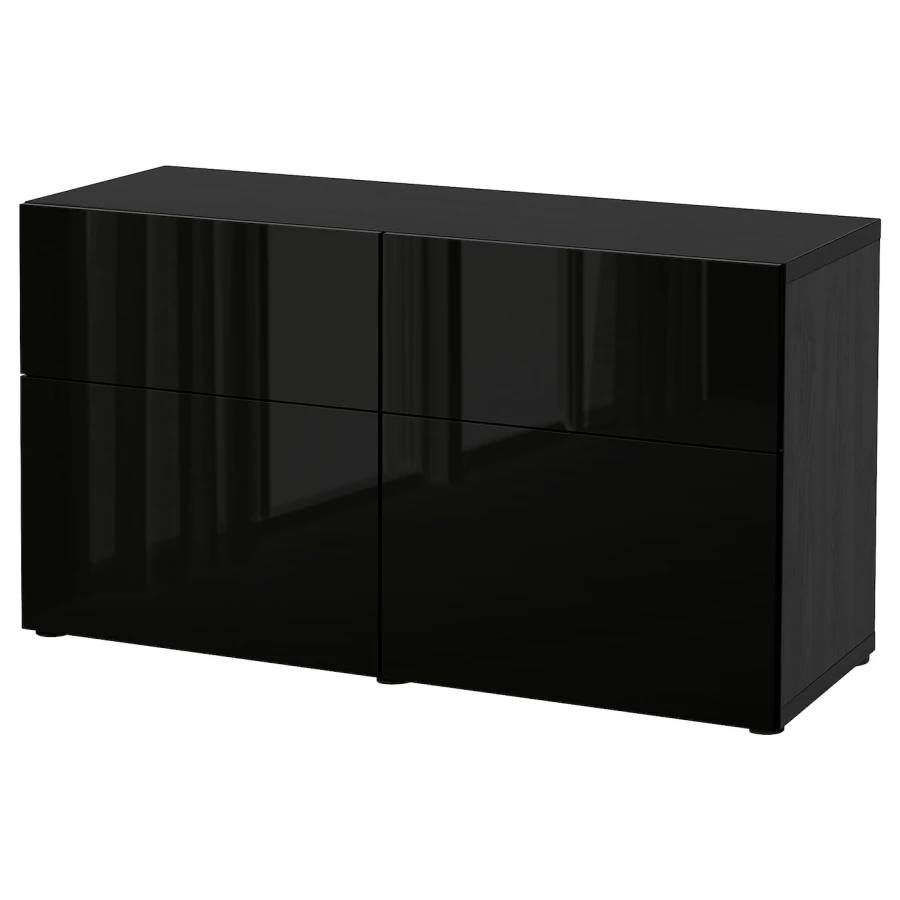 Комбинация для хранения - IKEA BESTÅ/BESTA, 120х42х65 см, черно-коричневый/черный глянцевый, БЕСТО ИКЕА (изображение №1)