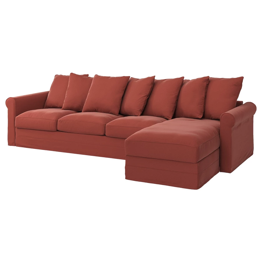 GRÖNLID Чехол на 4-местный диван с шезлонгом/Люнген светло-красный ИКЕА (изображение №1)