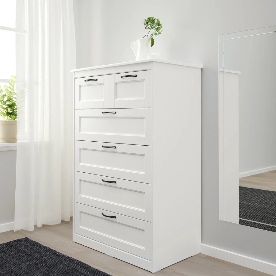 Комод с 6 ящиками - IKEA SONGESAND/СОНГЕСАНД ИКЕА, 50х82х126 см, белый (изображение №2)