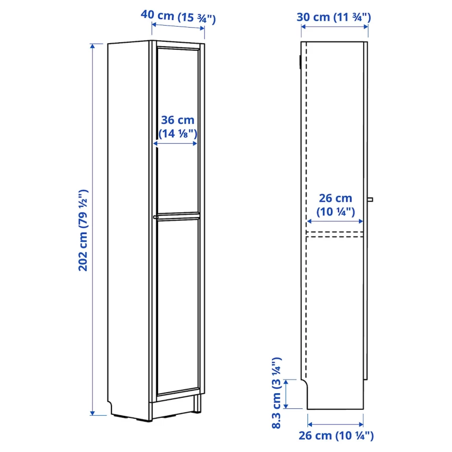 Книжный шкаф - BILLY / OXBERG  IKEA/БИЛЛИ / ОКСБЕРГ ИКЕА,  202х40 см , коричневый (изображение №5)