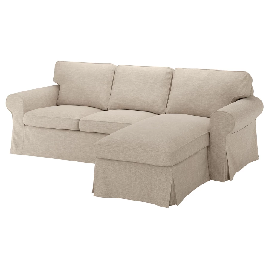 EKTORP Чехол на 3-х местный диван с шезлонгом/Хилларед бежевый ИКЕА (изображение №1)