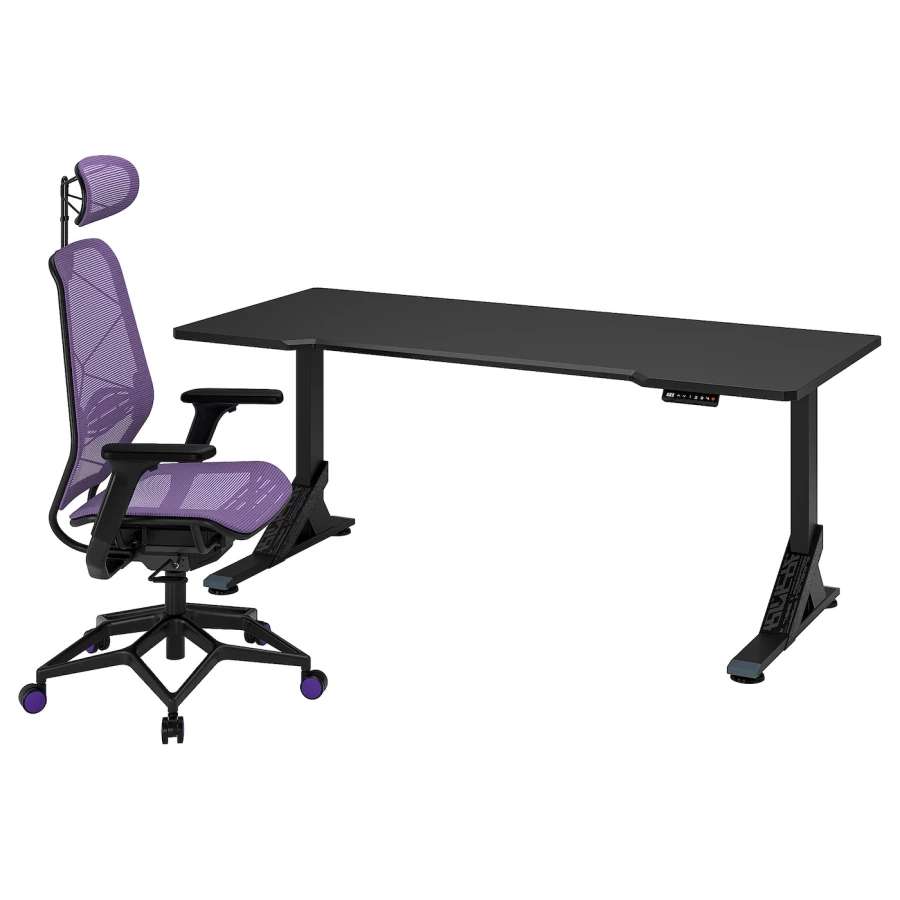 Игровой стол и стул - IKEA UPPSPEL/STYRSPEL, черный, 180х80 см, УППСПЕЛ/СТИРСПЕЛ ИКЕА (изображение №1)