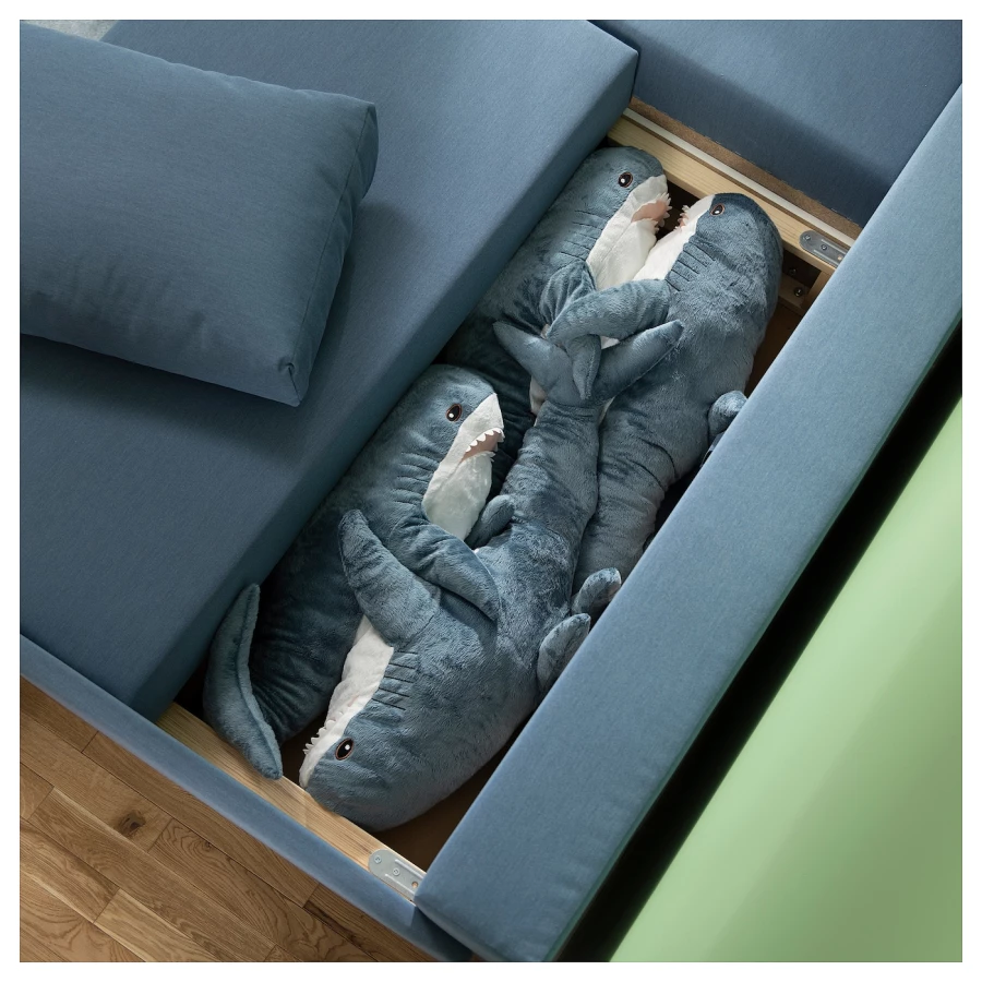 3-местный диван с кушеткой - IKEA BRUKSVARA/БРУКСВАРА ИКЕА, 203х85х80 см, синий (изображение №8)