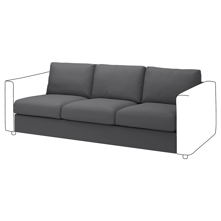 Чехол для 3-местной секции дивана - IKEA VIMLE/ВИМЛЕ ИКЕА , серый (изображение №1)