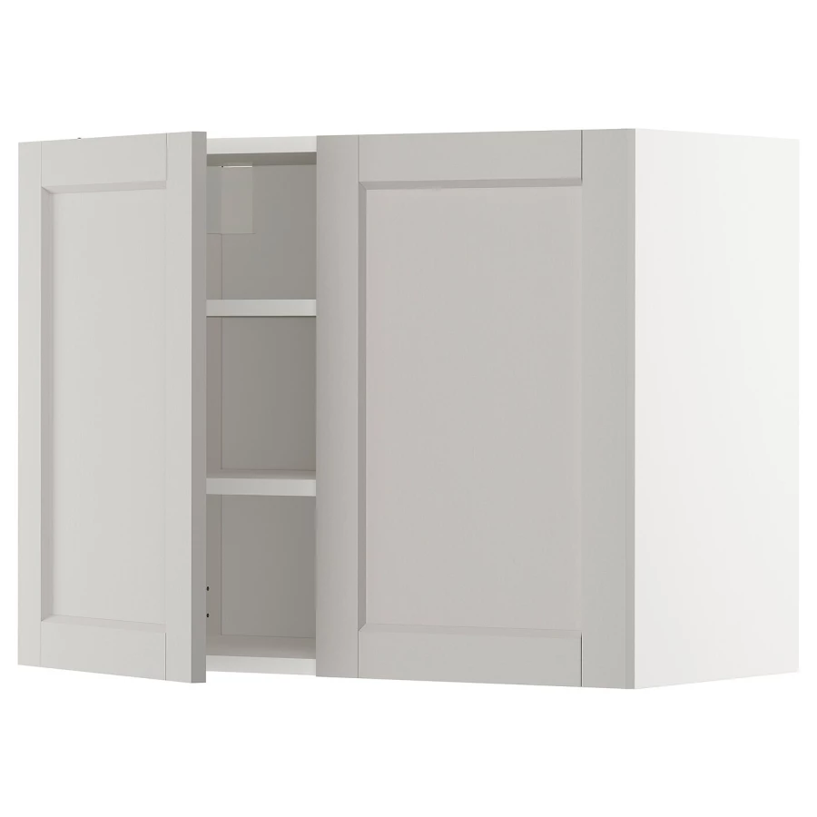 Навесной шкаф с полкой - METOD IKEA/ МЕТОД ИКЕА, 80х60 см, белый/светло-серый (изображение №1)