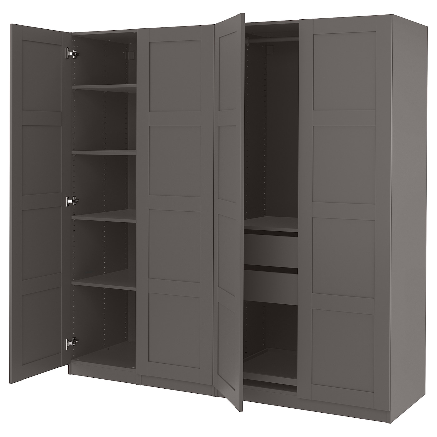 Платяной шкаф - IKEA PAX/BERGSBO/ПАКС/БЕРГСБУ ИКЕА, 200x60x201 см, темно-серый
