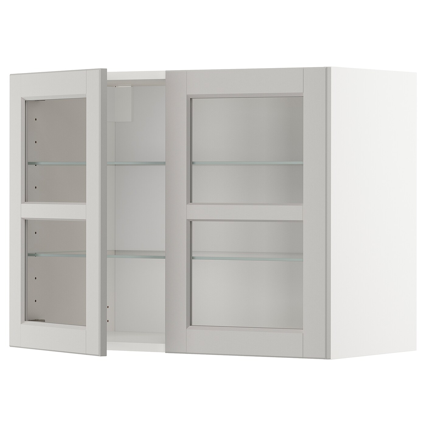 Шкаф и 2 стеклянные двери -  METOD IKEA/ МЕТОД ИКЕА, 60х80 см, белый/светло-серый