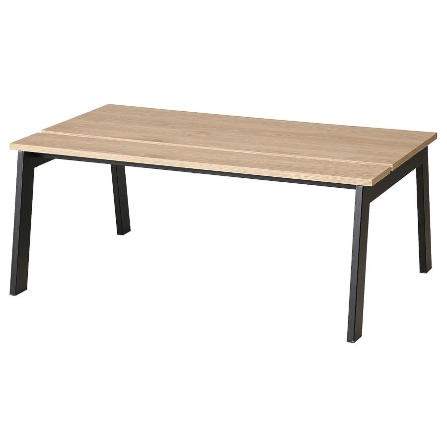 Журнальный столик, регулируемый - IKEA ИКЕА LJUNGSBRO, 104x70 см, черный/дуб (изображение №1)