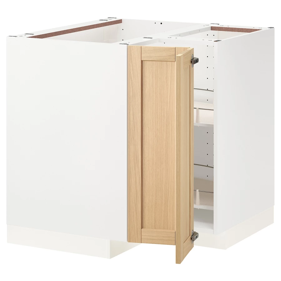 Напольный шкаф - METOD IKEA/ МЕТОД ИКЕА,  88х88 см, белый/под беленый дуб (изображение №1)