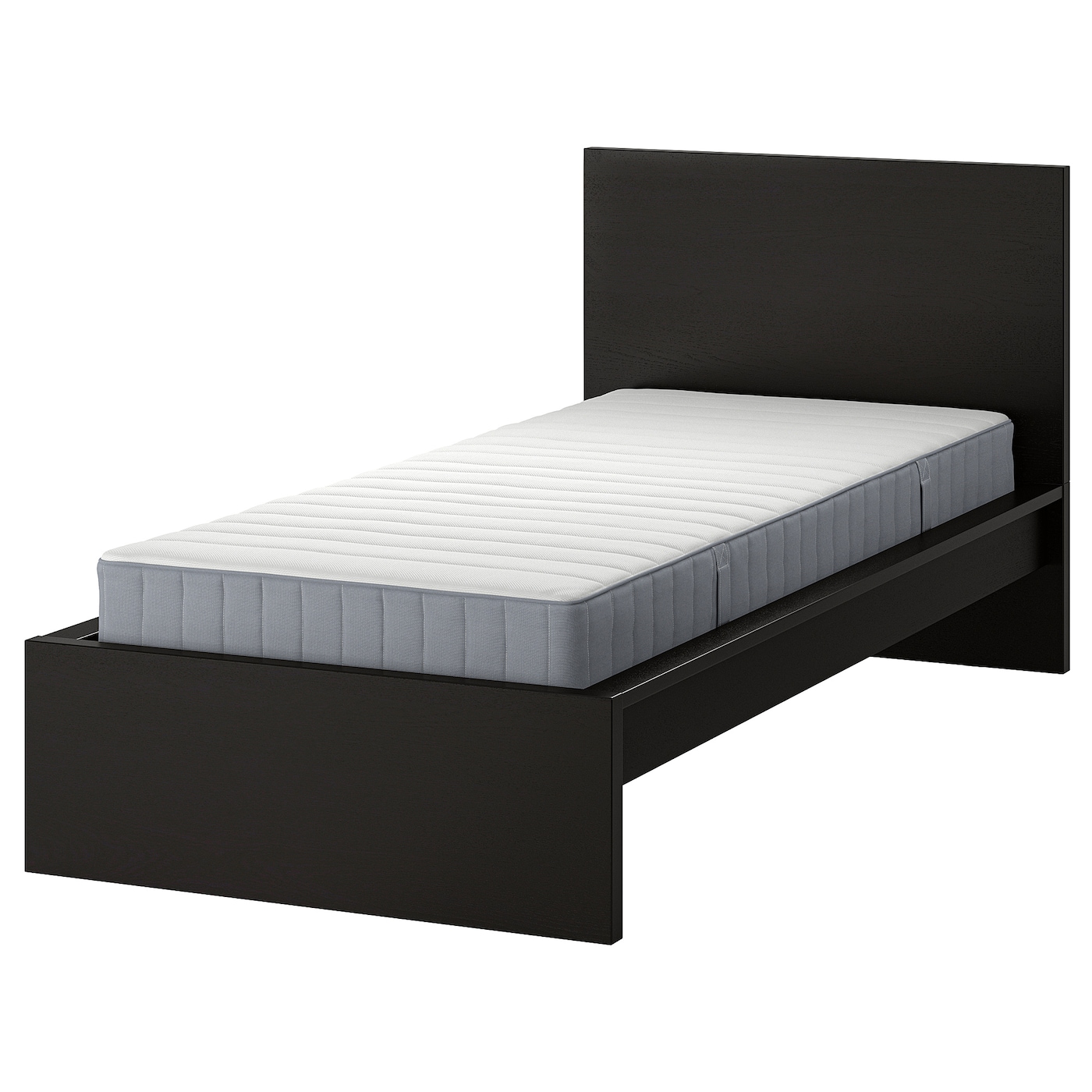 Кровать - IKEA MALM, 200х120 см, матрас жесткий, черный, МАЛЬМ ИКЕА