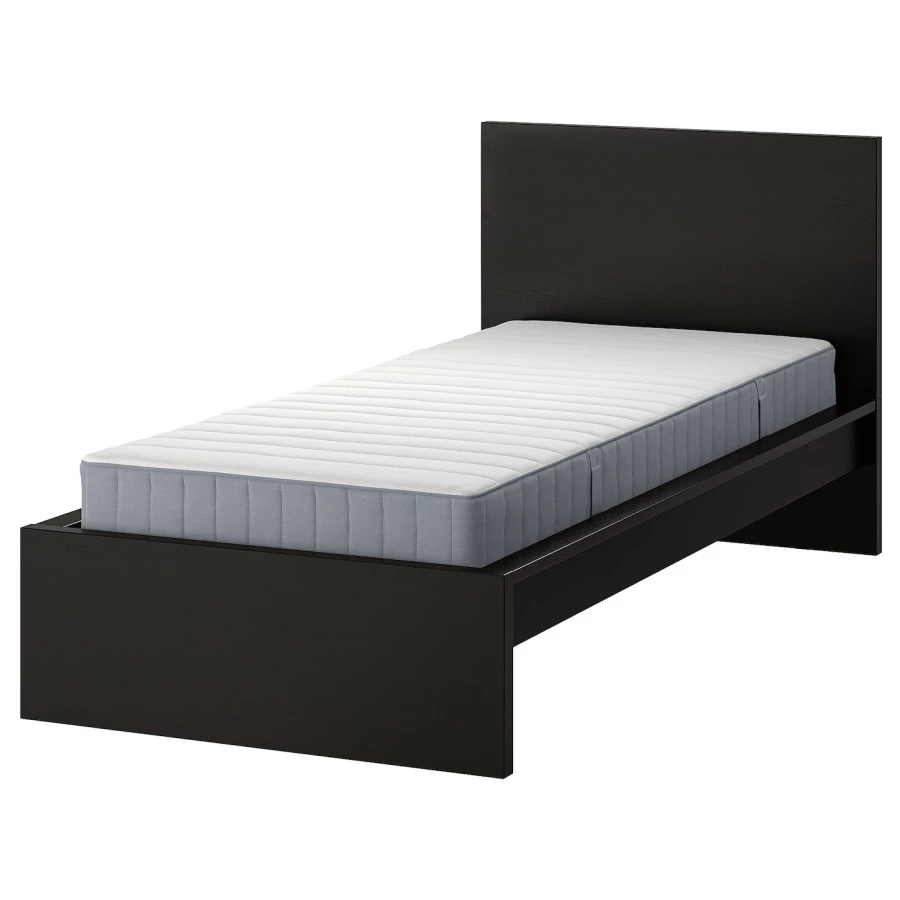 Кровать - IKEA MALM, 200х120 см, матрас жесткий, черный, МАЛЬМ ИКЕА (изображение №1)