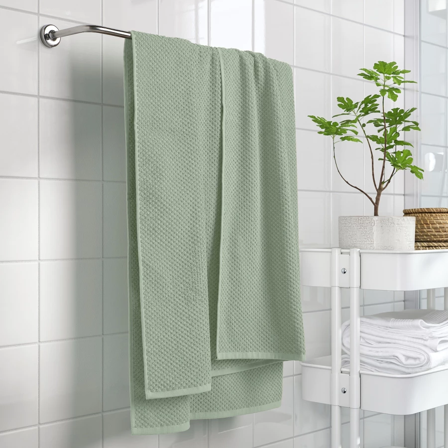 Банное полотенце- GULVIAL IKEA/ ГУЛВИАЛ ИКЕА, 100x150 см, бледно-серо-зеленый (изображение №3)