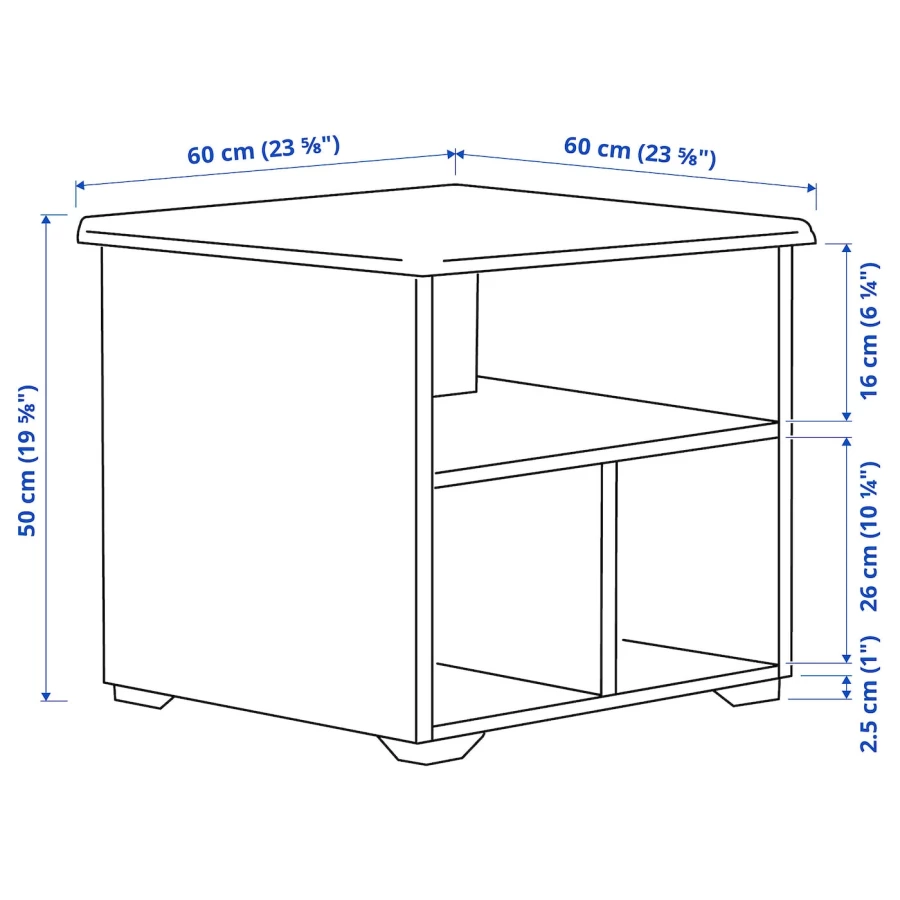 Журнальный стол - IKEA ИКЕА SKRUVBY, 60х60х50см, белый/светло-коричневый (изображение №5)