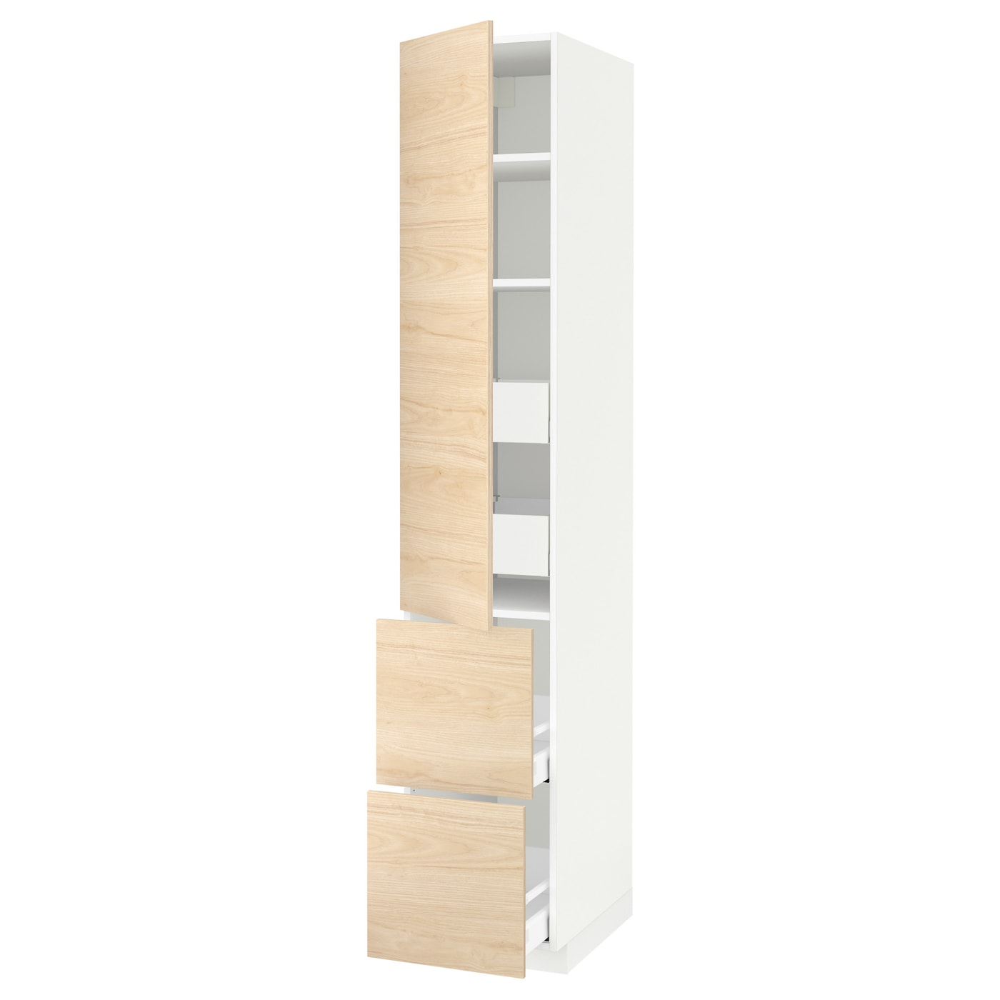 Высокий шкаф - IKEA METOD/MAXIMERA/МЕТОД/МАКСИМЕРА ИКЕА, 220х60х40 см, белый/под белный дуб